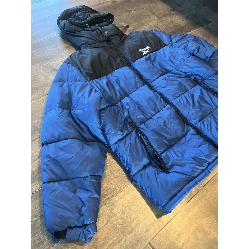 Mens Black & Night Blue Hooded Puffer Coat, XL - Picture 10 of 16